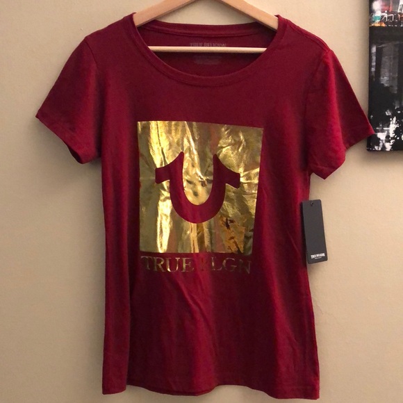 True Religion Tops - NWT True Religion Metallic Horseshoe Short Sleeve Crew Neck Tee in Port - Size M